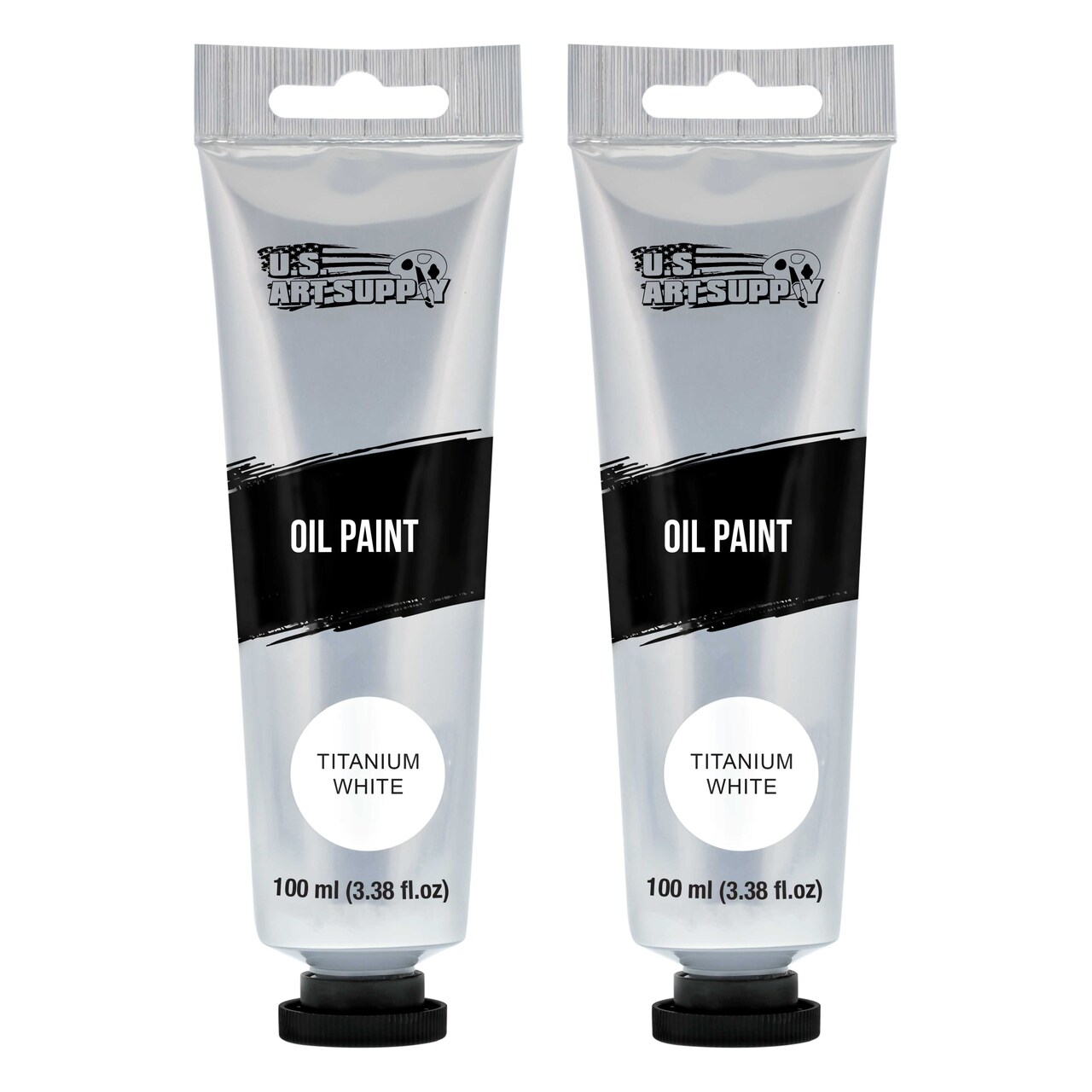 Titanium White Oil Paint - 2 Extra-Large 100ml Tubes - High Opacity, Strong Tinting Strength, Oil Paints for Canvas Painting, Wood & Media